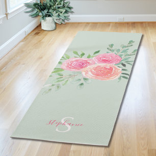Personalisierte florale grüne Yogamatte