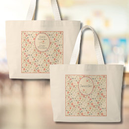 Personalisierte Florale Lehrertasche für den Schul Jumbo Stoffbeutel