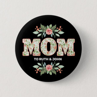 Personalisierte florale Mama Kinder nennen Muttert Button