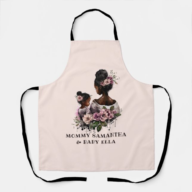 Personalisierte florale Mama und Baby (2) Schürze (Vorderseite)