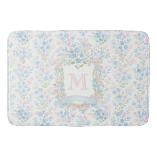 Personalisierte florale Monogramm-Badmatte Badematte