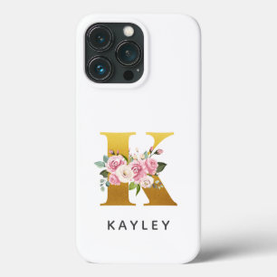 Personalisierte florale Monogramm Buchstabe K Name Case-Mate iPhone Hülle