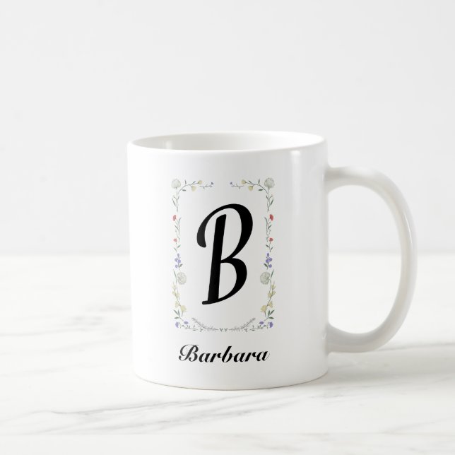Personalisierte florale Monogramm für Mädchen Kaffeetasse (Rechts)