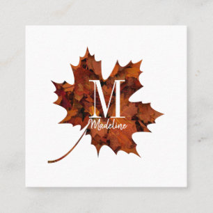 Personalisierte florale Monogramm Herbstblattleaf Quadratische Visitenkarte