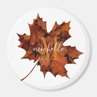 Personalisierte florale Monogramm Herbstleaf Magnet