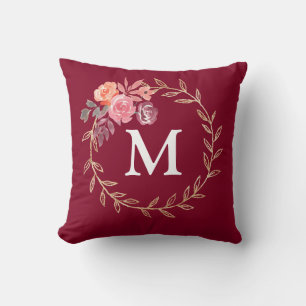 Personalisierte florale Monogramm Kissen