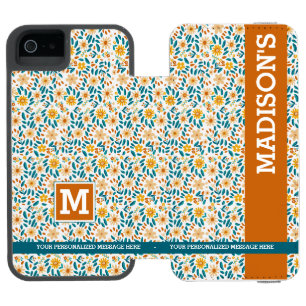 Personalisierte florale Monogramm/Name Incipio Watson™ iPhone 5 Geldbörsen Hülle