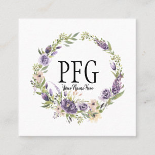 Personalisierte florale Monogramm-Violetten-Wildbl Quadratische Visitenkarte