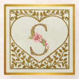 Personalisierte florale Monogramm von A bis Z Glasuntersetzer