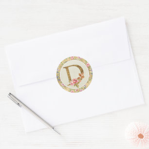 Personalisierte florale Monogramm von A bis Z Runder Aufkleber