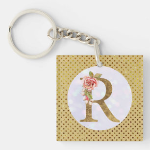 Personalisierte florale Monogramm von A bis Z Schlüsselanhänger