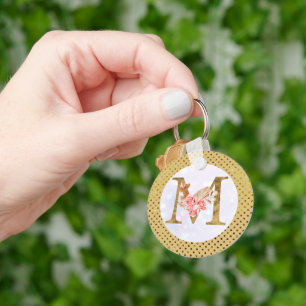 Personalisierte florale Monogramm von A bis Z Schlüsselanhänger