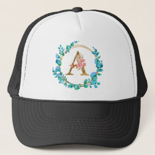 Personalisierte florale Monogramm von A bis Z Truckerkappe
