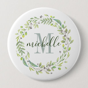 Personalisierte florale Monogramm weiches Sommerbl Button
