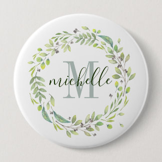 Personalisierte florale Monogramm weiches Sommerbl Button