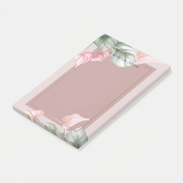 Personalisierte florale Post-it-Hinweise Post-it Klebezettel (angewinkelt)