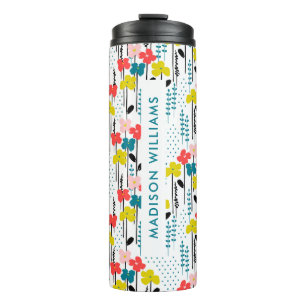 Personalisierte florale Reiseumarmung mit Namen Thermosbecher