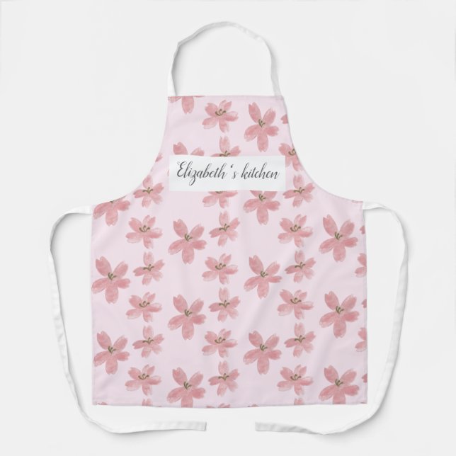 Personalisierte florale Schürze - Individuelle Nam (Vorderseite)
