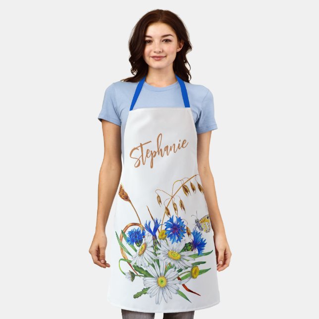 Personalisierte florale Schürze, kundenspezifische Schürze (Getragen)
