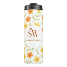 Personalisierte florale thermische Tumbler - Initi Thermosbecher