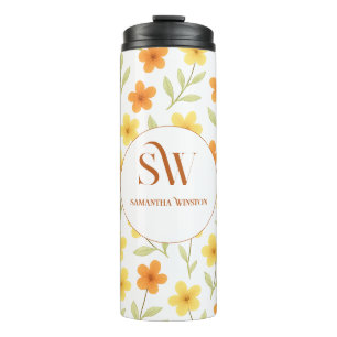 Personalisierte florale thermische Tumbler - Initi Thermosbecher