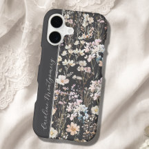 Personalisierte Florale Wasserfarbe in Holzkohlegr