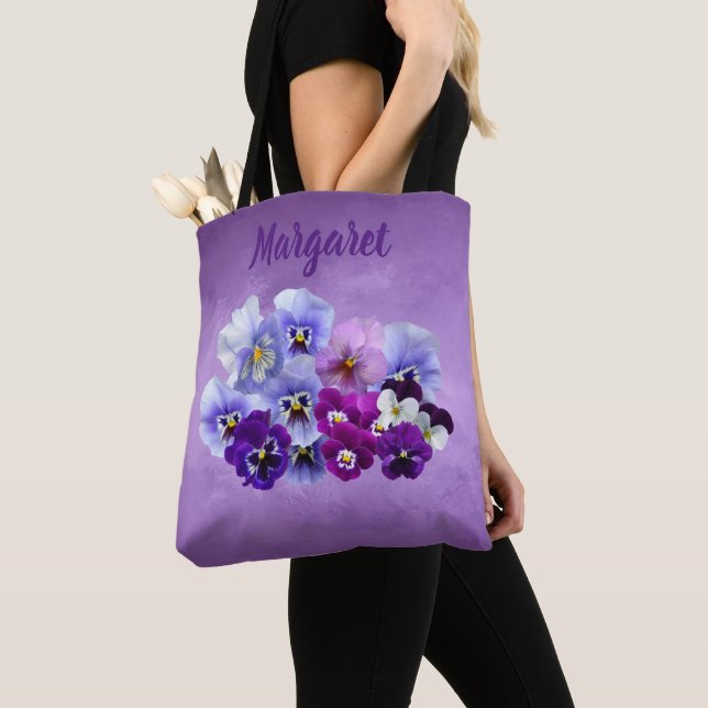 Personalisierte Floraltasche mit hübschen Stiefmüt Tasche (Von Nahem)