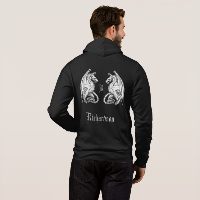 Personalisierte Flügeldrachen Hoodie (Schwarz voll)