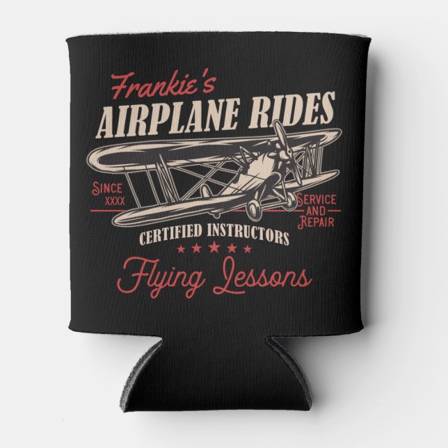 Personalisierte Flugreisen Retro-Flugstunden Dosenkühler (Vorderseite)