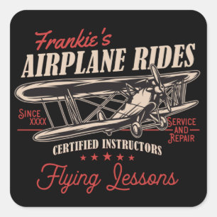 Personalisierte Flugreisen Retro-Flugstunden Quadratischer Aufkleber