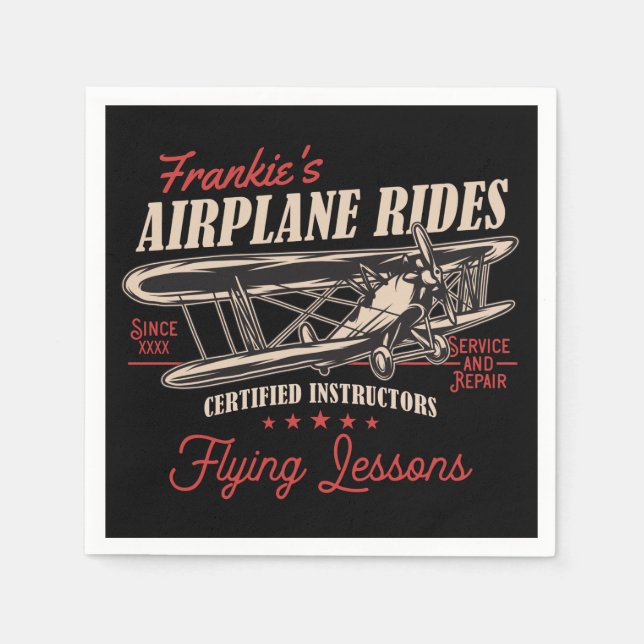 Personalisierte Flugreisen Retro-Flugstunden Serviette (Vorderseite)