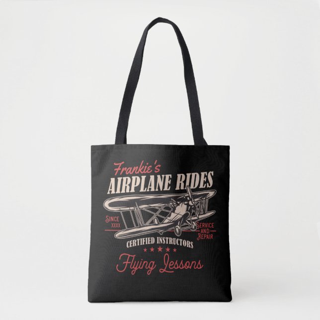Personalisierte Flugreisen Retro-Flugstunden Tasche (Vorderseite)