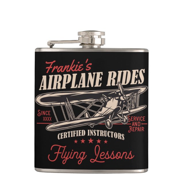 Personalisierte Flugreisen Retro-Flying-Lektionen  Flachmann (Vorderseite)