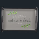 personalisierte Foliage-Hochzeit "Happiy Ever Afte Serviertablett<br><div class="desc">Dieses Serviertablett eignet sich hervorragend für Hochzeiten,  Jubiläumsgeschenke oder den Text können Sie ganz nach Ihren Wünschen anpassen. E-Mail an JMR._Designs@yahoo.com ,  wenn Sie Hilfe benötigen oder besondere Wünsche haben. #wedding #anniversay #gifts</div>