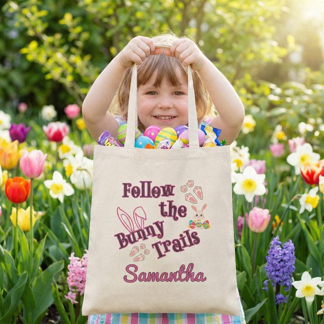 Personalisierte 'Follow the Bunny Trails' Osterart Tragetasche (Von Creator hochgeladen)