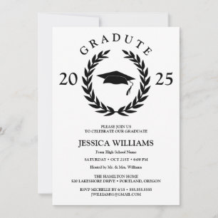 Personalisierte formale Laurel Wreath Graduation P Einladung