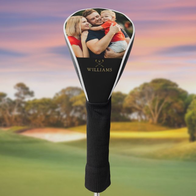 Personalisierte Foto Black and Gold Golf Clubs Golf Headcover (Personalized Photo Black And Gold Golf Clubs Golf Head Cover)