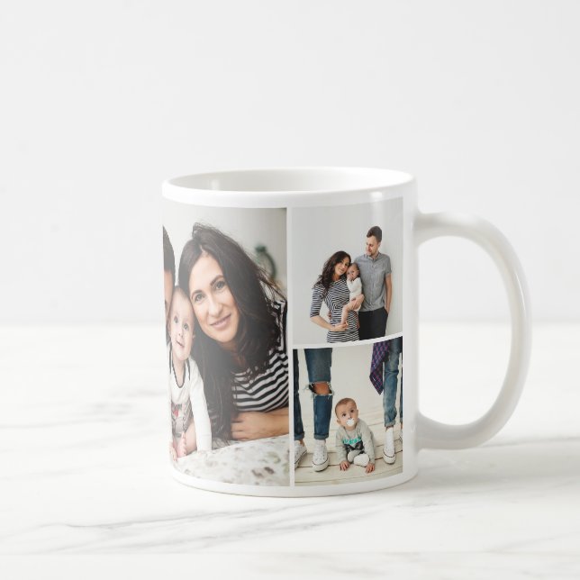 Personalisierte Foto-Collage der Familien-7 Kaffeetasse (Rechts)