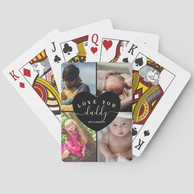 Personalisierte Foto Collage Liebe Sie Daddy Gesch Spielkarten (Rückseite)