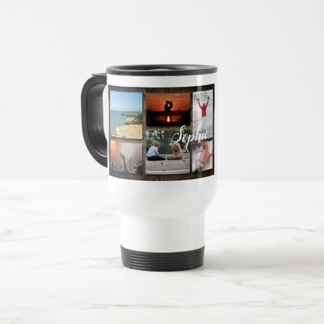 Personalisierte Foto Collage Travel Mug Reisebecher (Vorderseite Links)