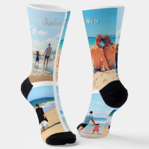 Personalisierte Foto-Collage und Text Socken