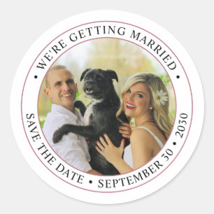 Personalisierte Foto-Hochzeit - Terminankündigung Runder Aufkleber