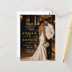 Personalisierte Foto-Hochzeitsbegrüßung Elegant Go Postkarte