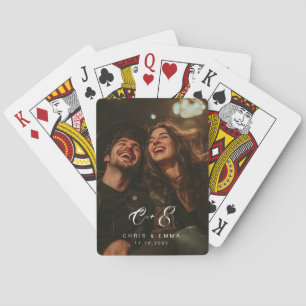 Personalisierte Foto-Hochzeitspaare-Monogramme Spielkarten