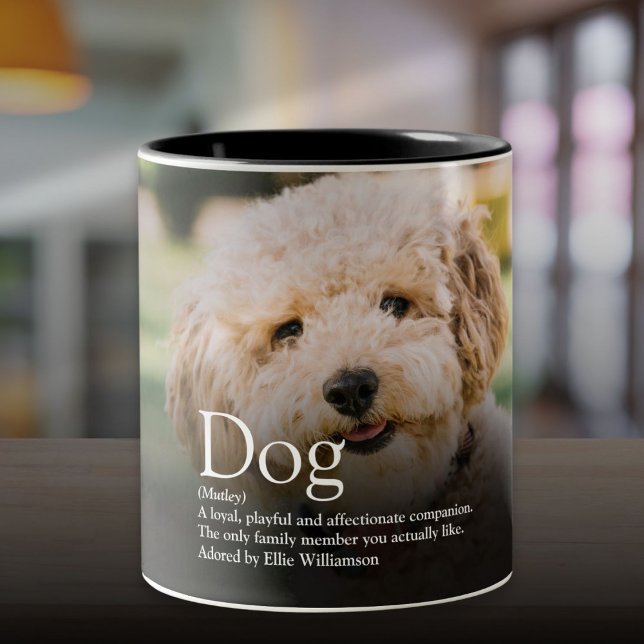 Personalisierte Foto-Hunddefinition Zweifarbige Tasse (Personalized Photo Dog Definition Two-Tone Coffee Mug)