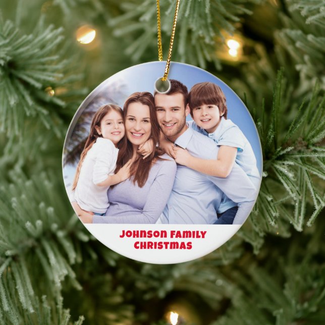 Personalisierte Foto-Ornamente, Familienbild Keramik Ornament (Baum)
