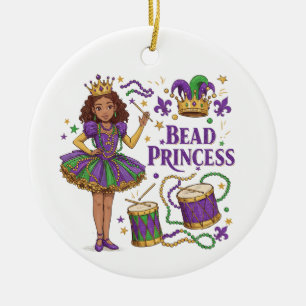 Personalisierte Foto-Perlenprinzessin - Mardi Gras Keramik Ornament