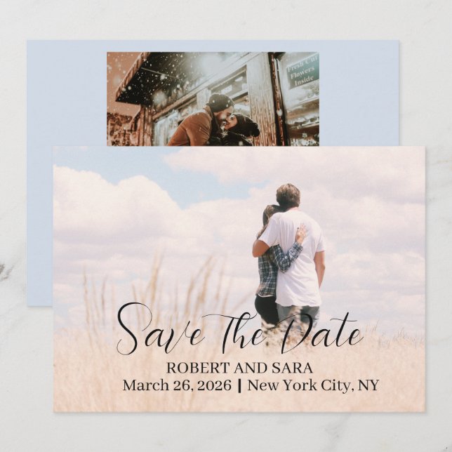 Personalisierte Foto-Save-the-Date-Karte Ankündigung (Vorne/Hinten)
