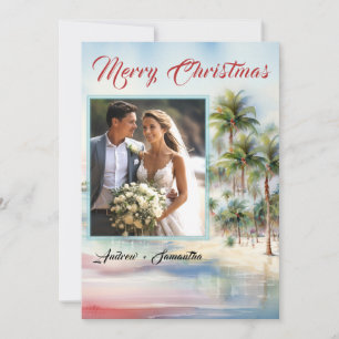 Personalisierte Foto-Strand-Weihnachtskarten Einladung