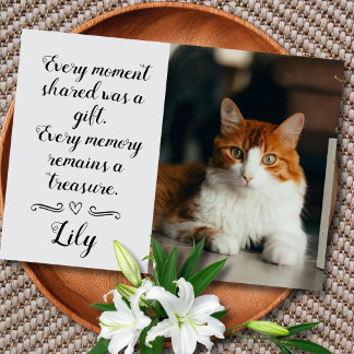 Personalisierte Foto-Trauerkarte für Katzen mit Na Karte